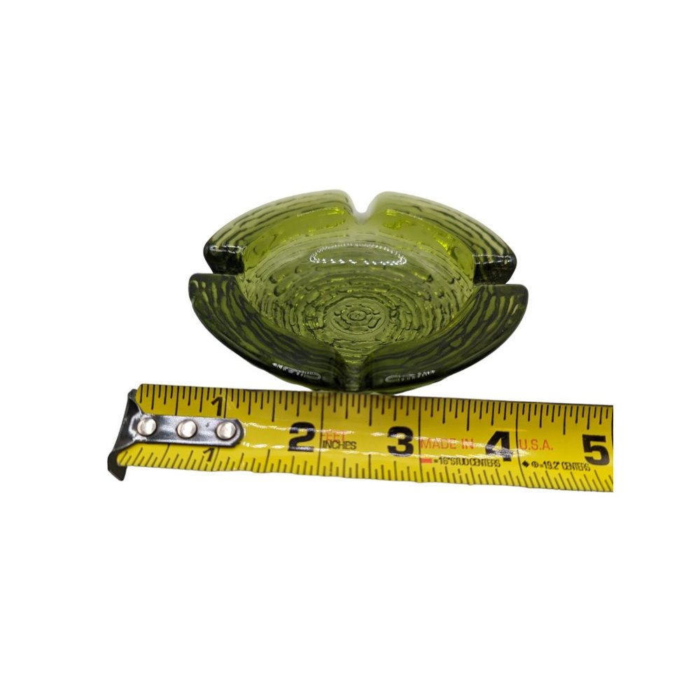 Vintage MCM Anchor Hocking Glass Ashtray Soreno Avacado Green Ripple 4” - Picture 6 of 9